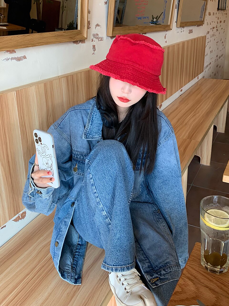 온더모먼트 리버시블 프레이 버킷햇 C3 블루