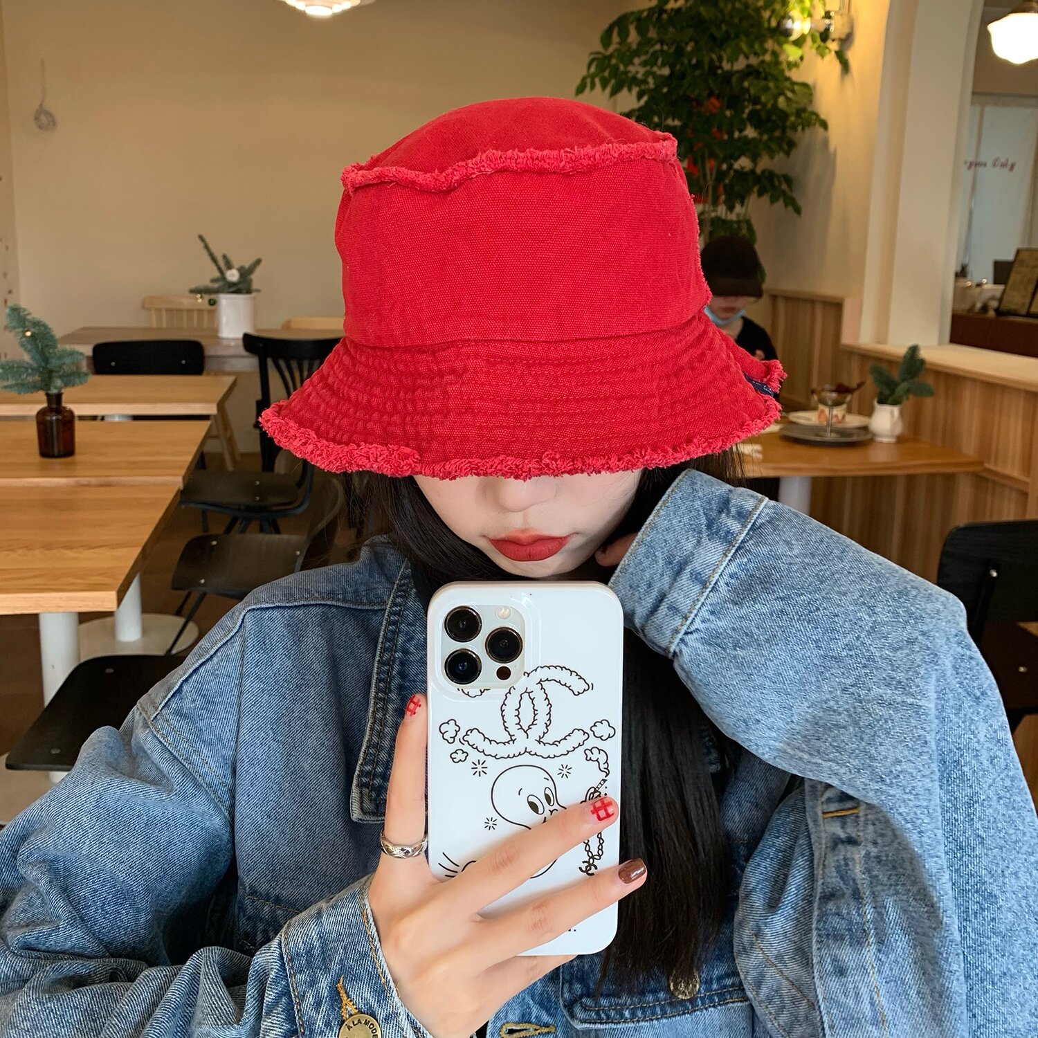 온더모먼트 리버시블 프레이 버킷햇 C4 레드