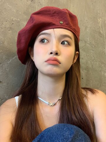 온더모먼트 솔리드 코튼 베레모 C5 레드