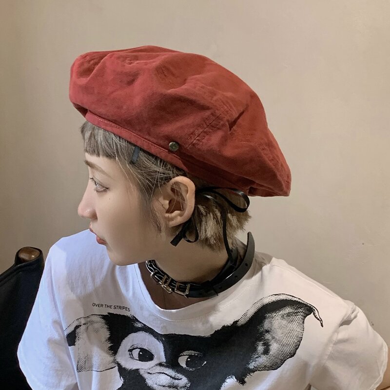 온더모먼트 솔리드 코튼 베레모 C5 레드