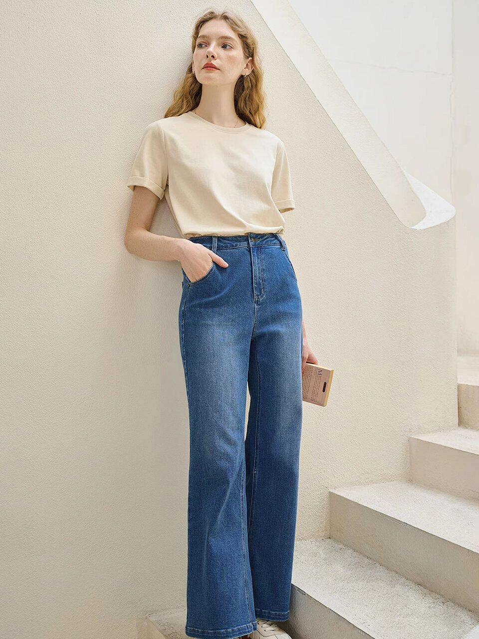 SR_High-waisted skinny wide-leg pants