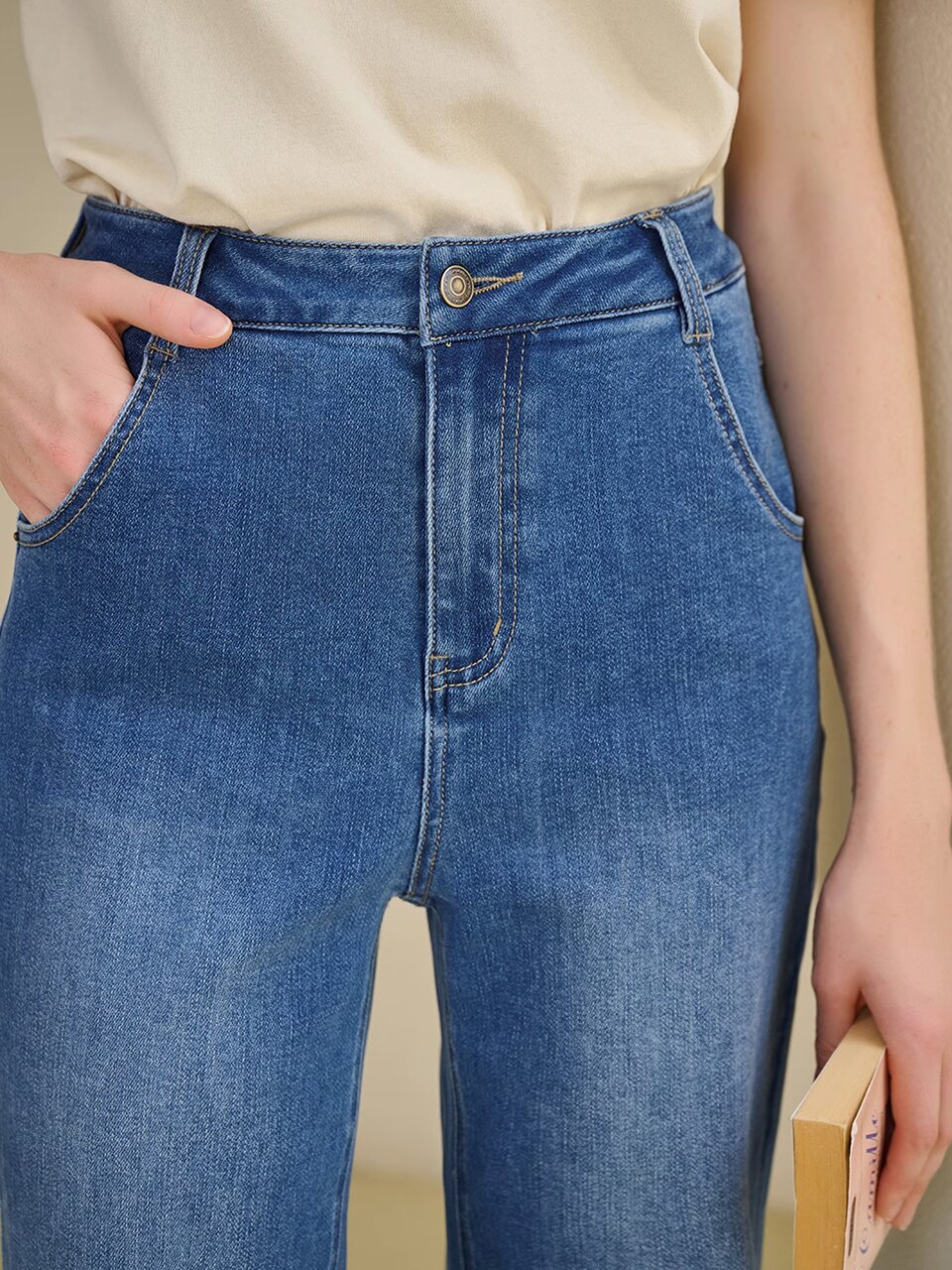 SR_High-waisted skinny wide-leg pants