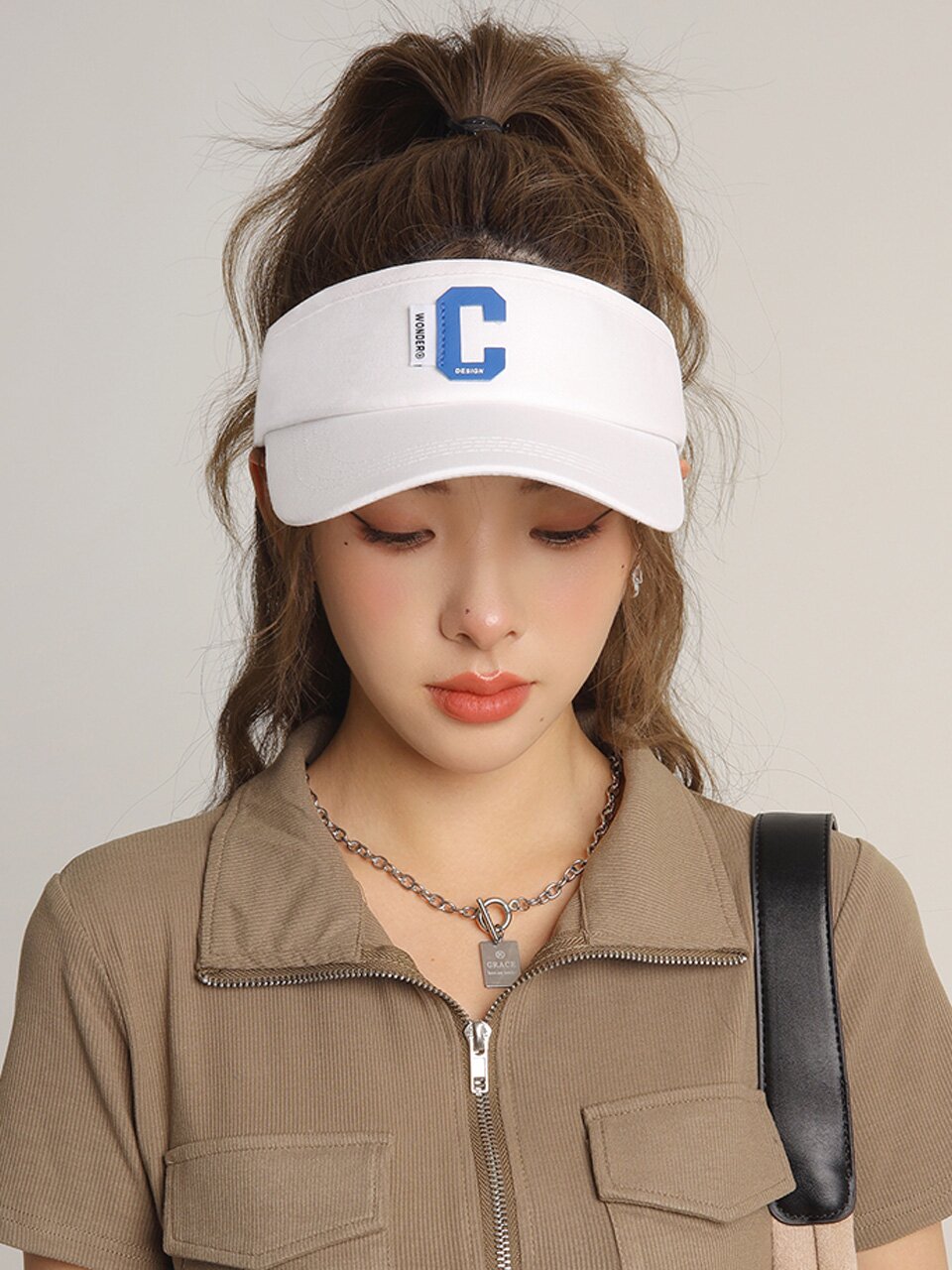 시그니처 C로고 스포츠 썬캡 C1 화이트
