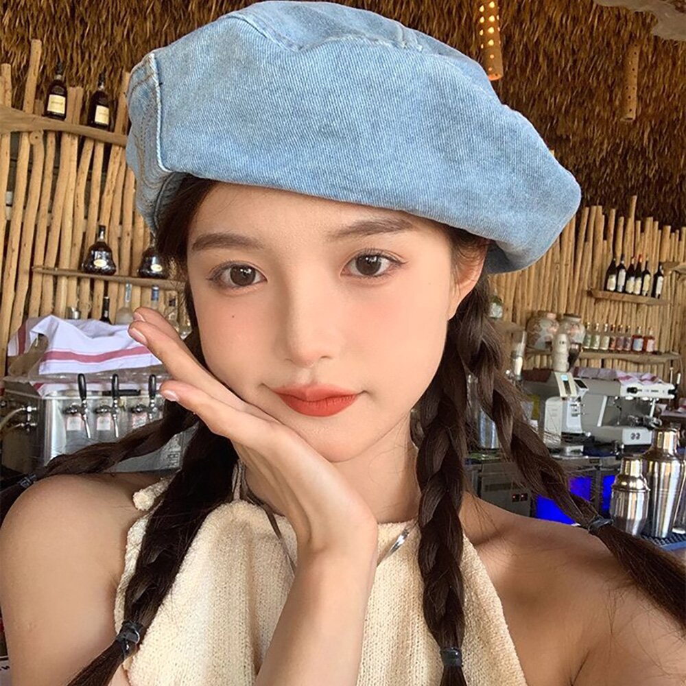 온더모먼트 데님 포켓 베레모 C1 라이트블루