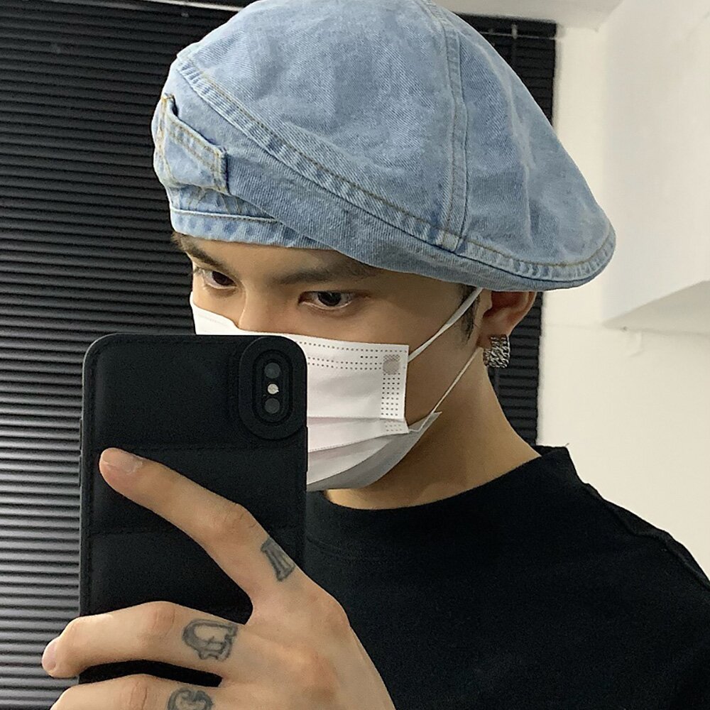 온더모먼트 데님 포켓 베레모 C1 라이트블루