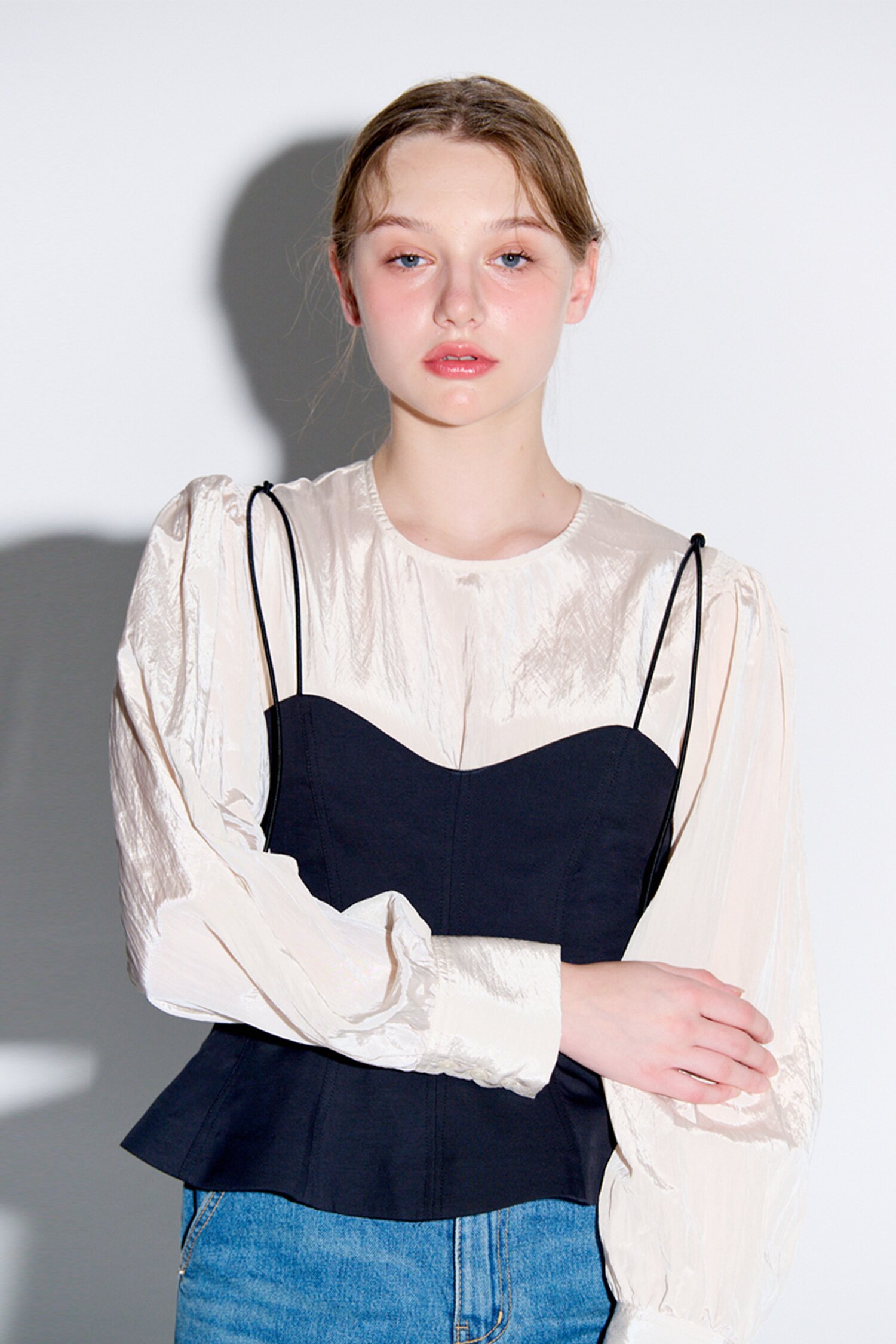 Shining scarf blouse_Ivory