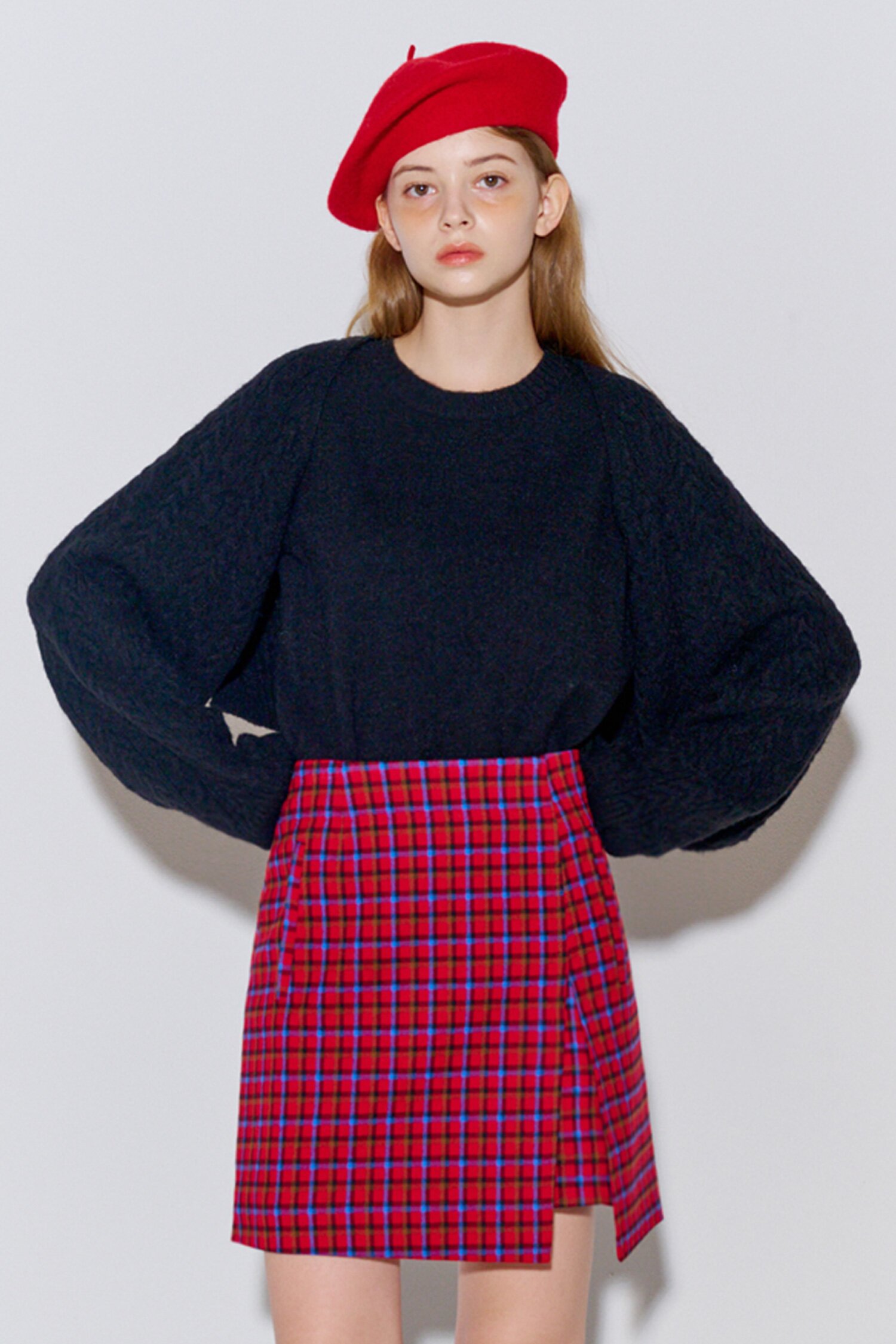 Cable bolero cardigan set_Black