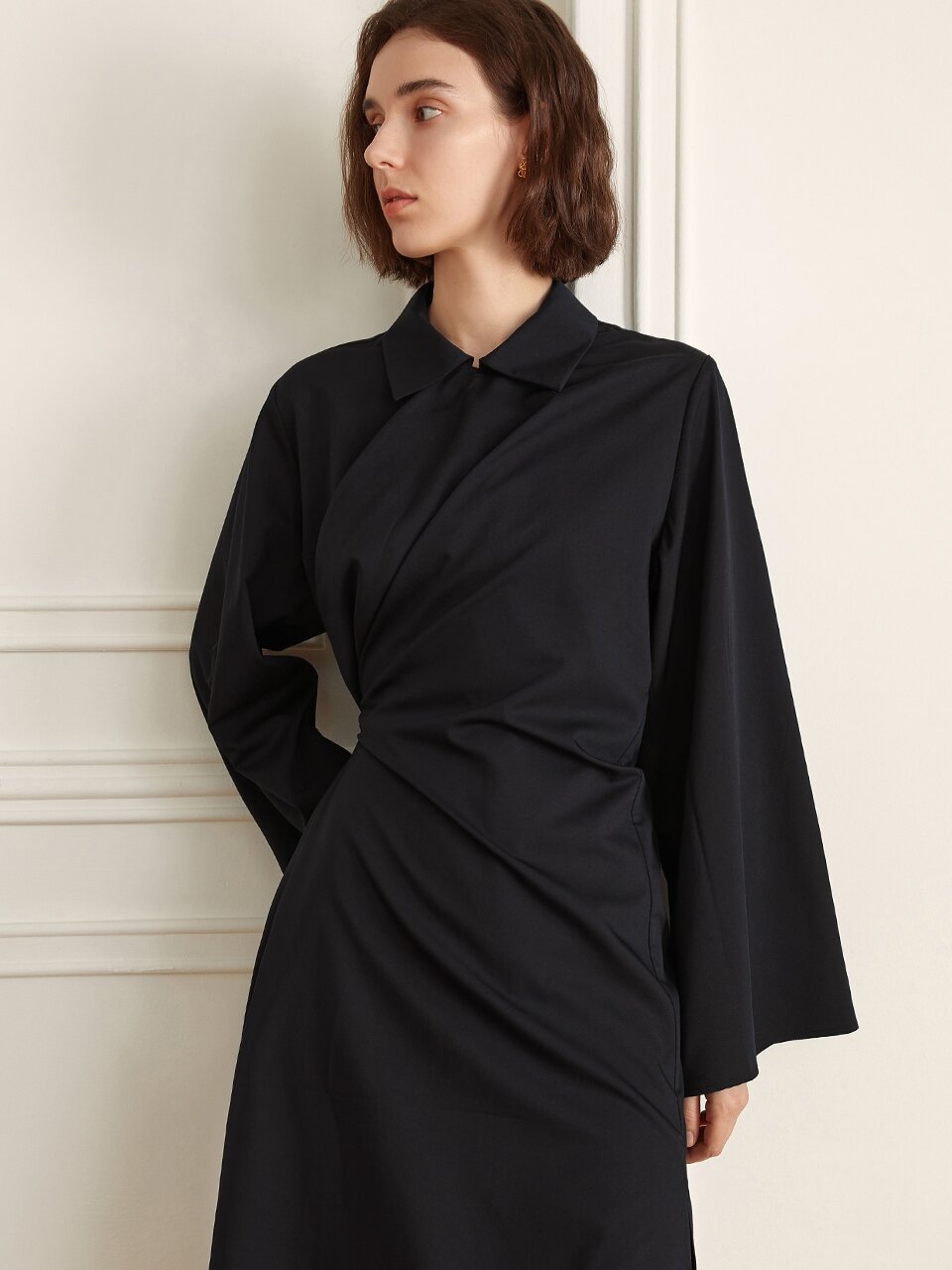 YY_Vintage wide slim waist dress