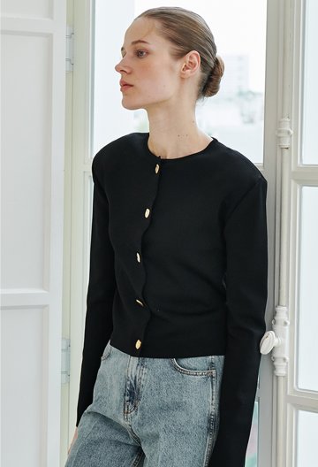 Crop Soft Knit Cardigan  - Black