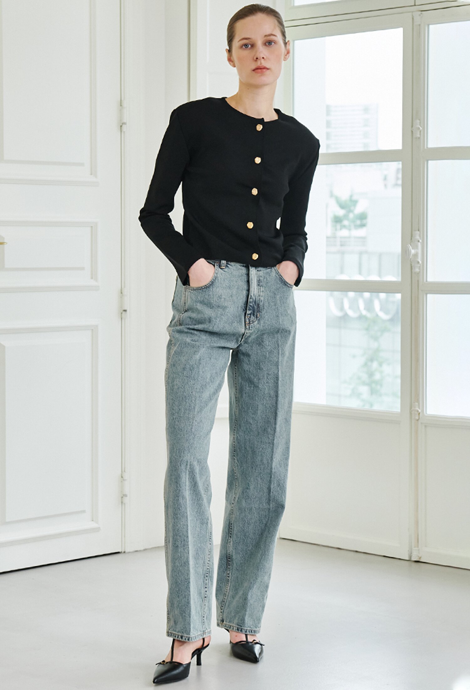 Crop Soft Knit Cardigan  - Black