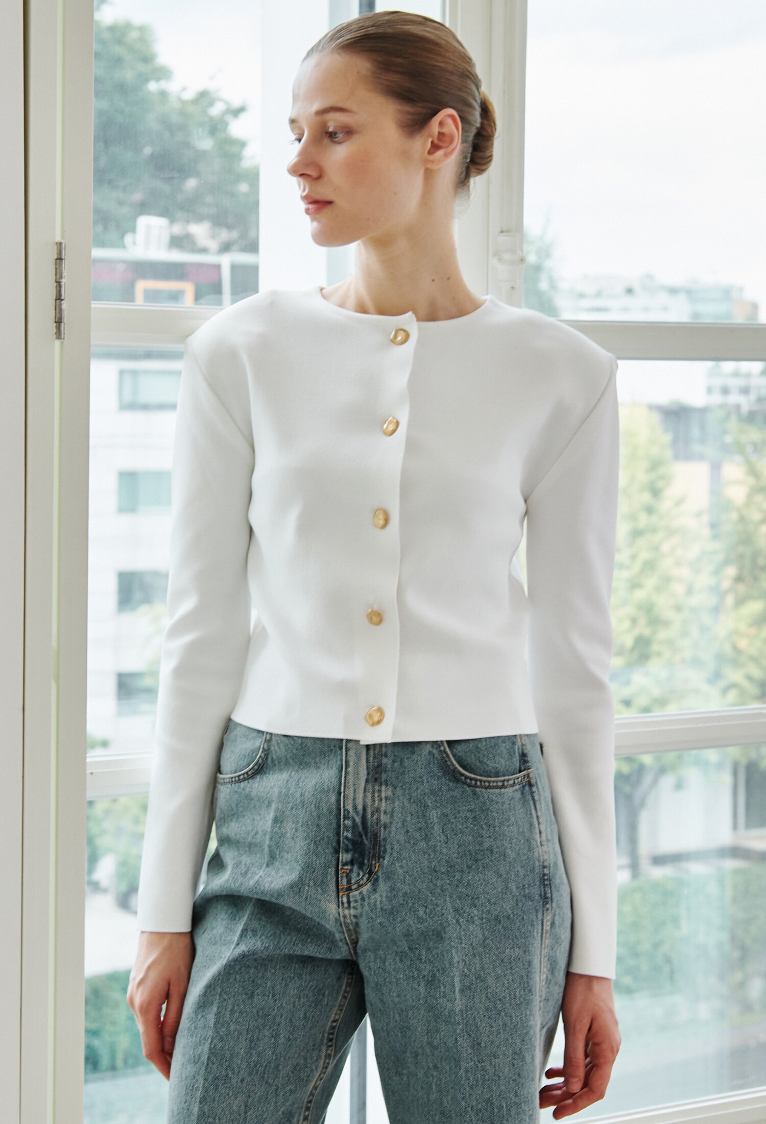 Crop Soft Knit Cardigan  - White