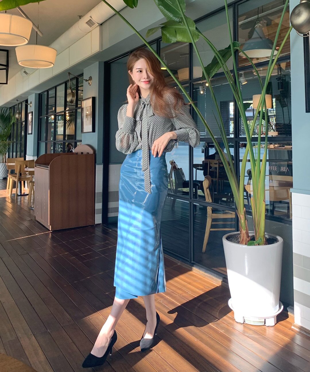 [베넷미] 글로시스커트_블루