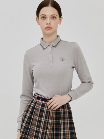 아트 로고 자수 카라 티셔츠(베이지)_L3D1-TS04C