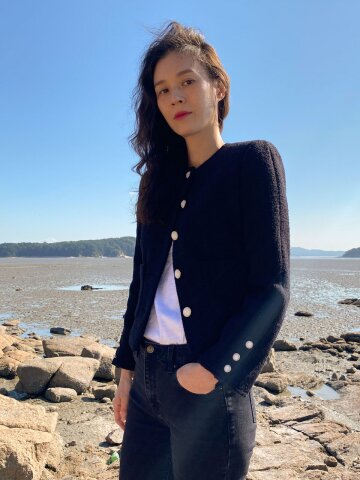 라운드 트위드자켓 블랙