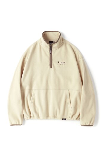 클래식 로고 플리스 하프집업 크루넥 L.BEIGE