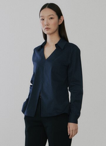 [녹섭] v-neck chic shirt_nv