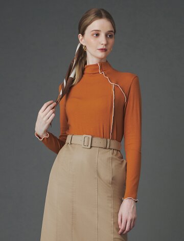 [페리 메라] 피치 하프넥 소프트 목폴라 (다크오렌지)