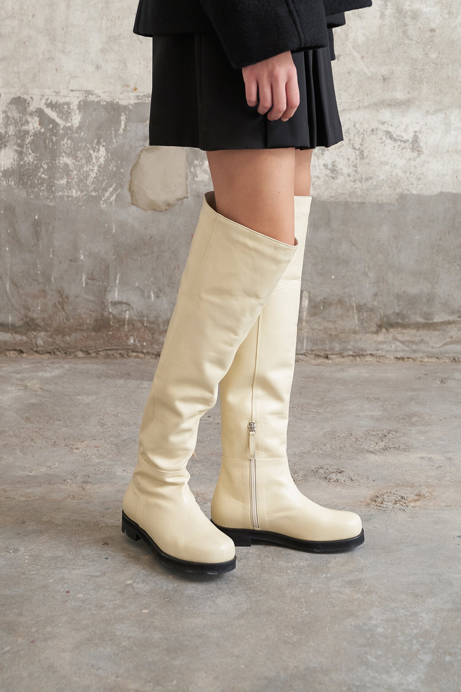 Noah Thigh High Boots Cream