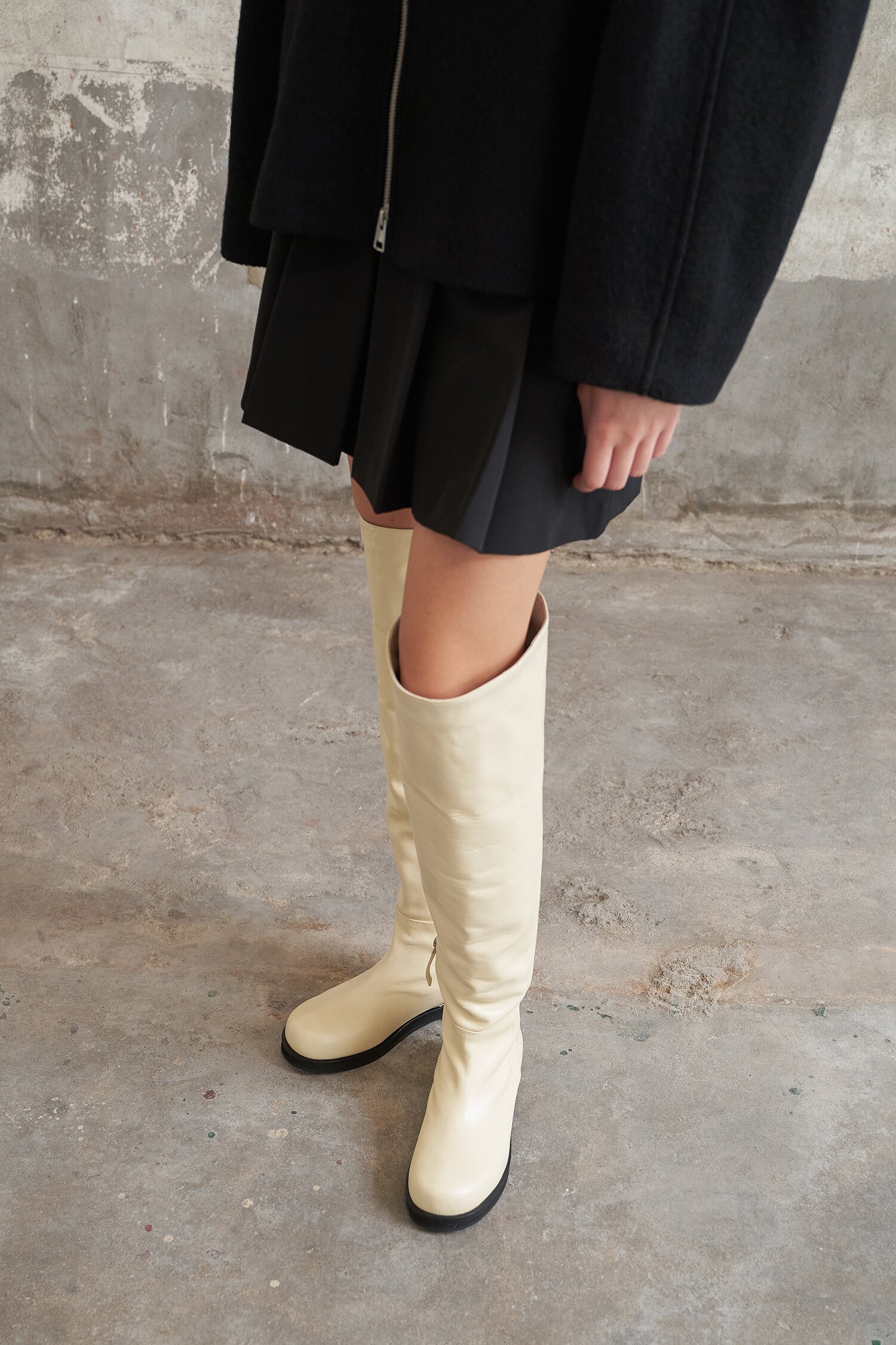 Noah Thigh High Boots Cream