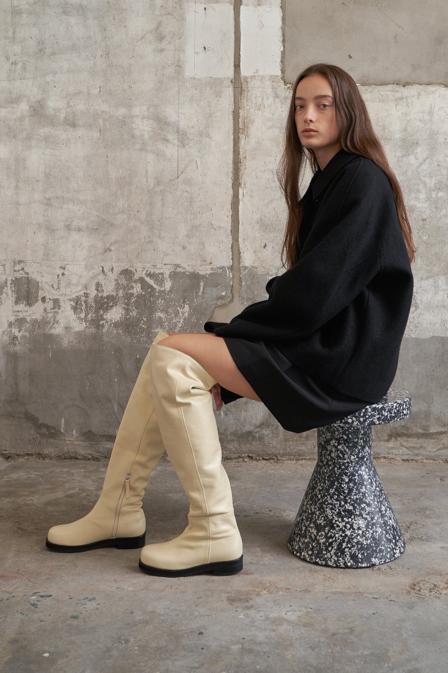 Noah Thigh High Boots Cream