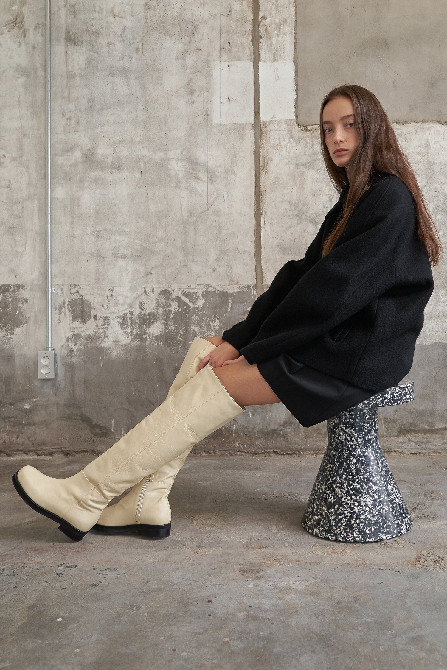 Noah Thigh High Boots Cream