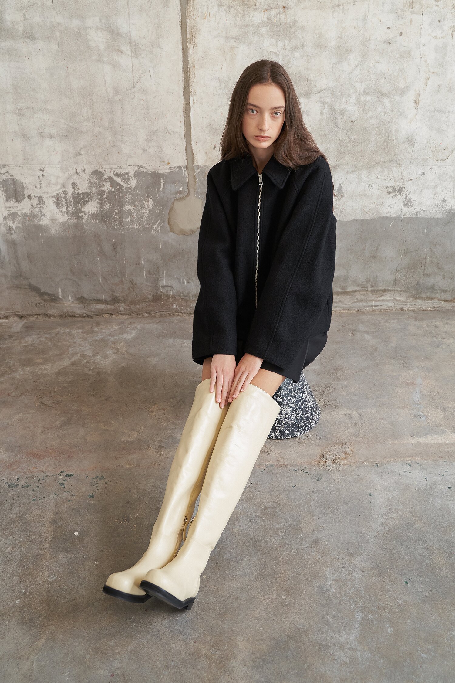 Noah Thigh High Boots Cream