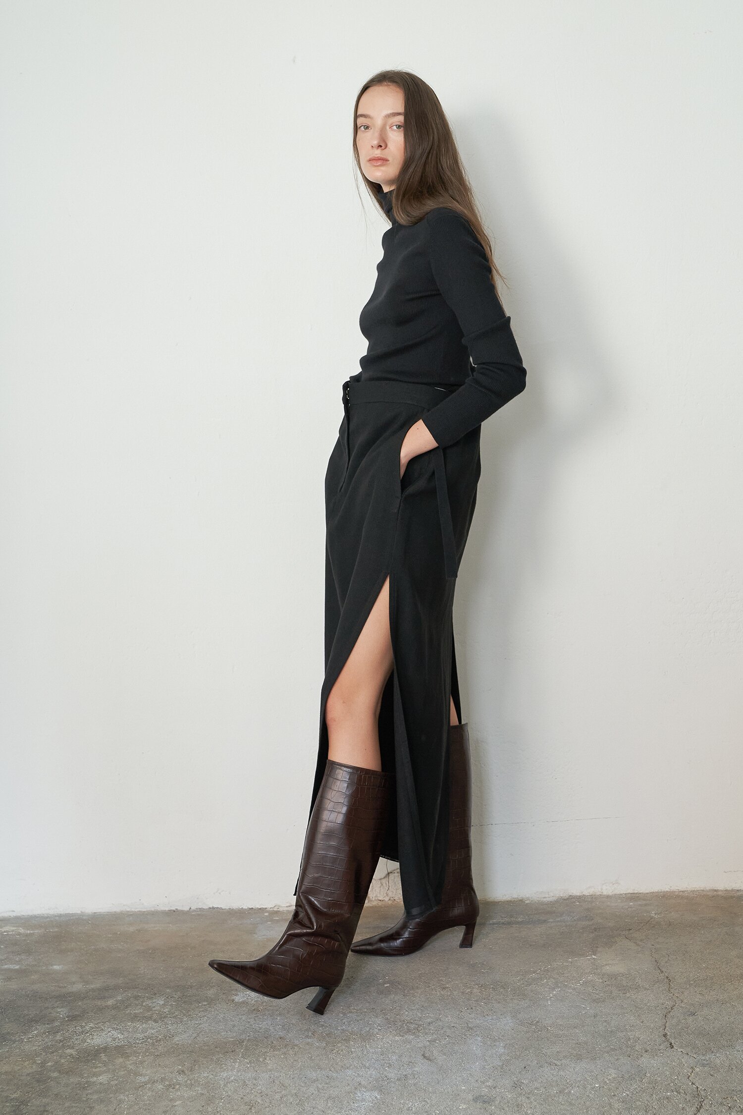 Mia Boots Leather Brown Croco