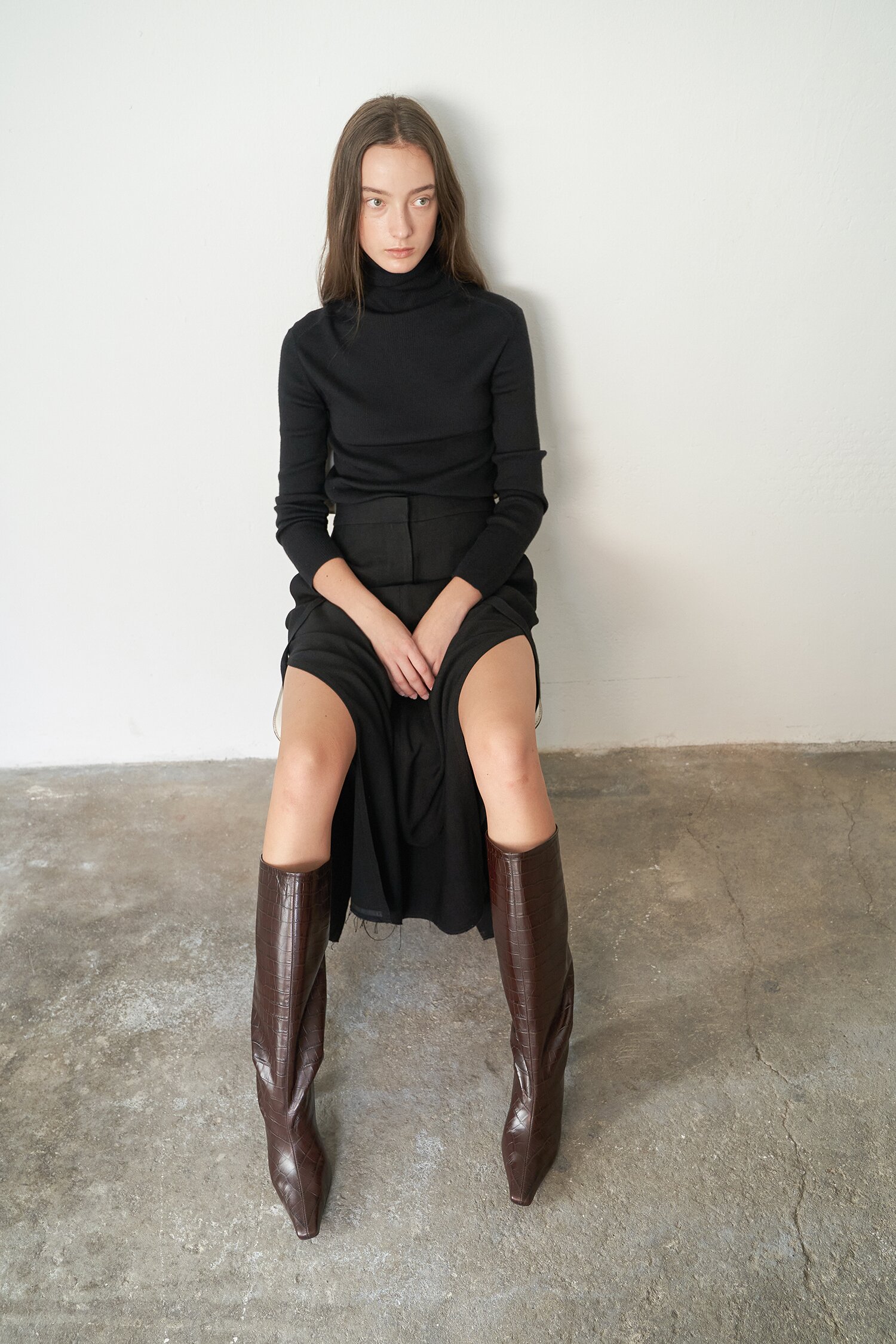 Mia Boots Leather Brown Croco