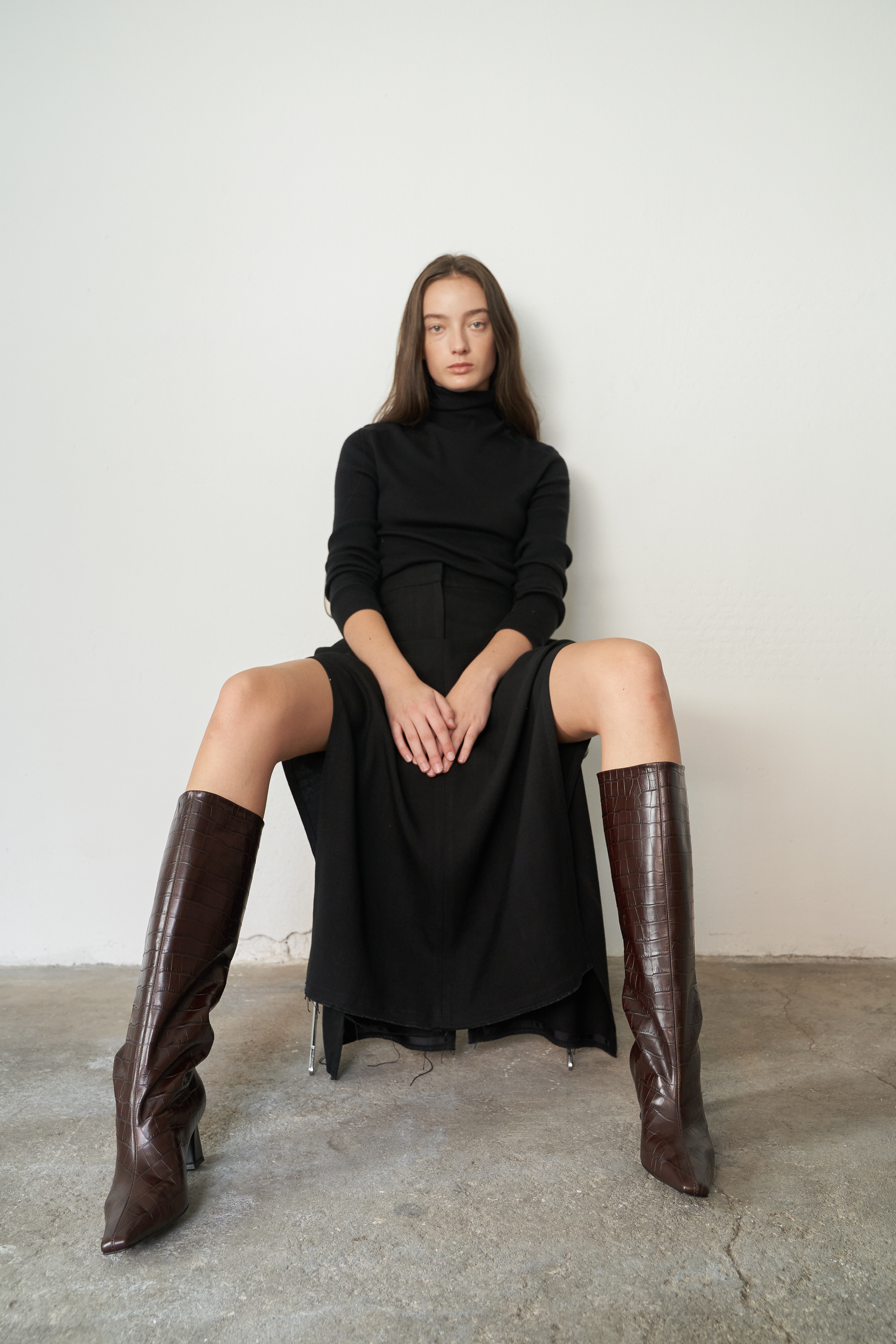 Mia Boots Leather Brown Croco