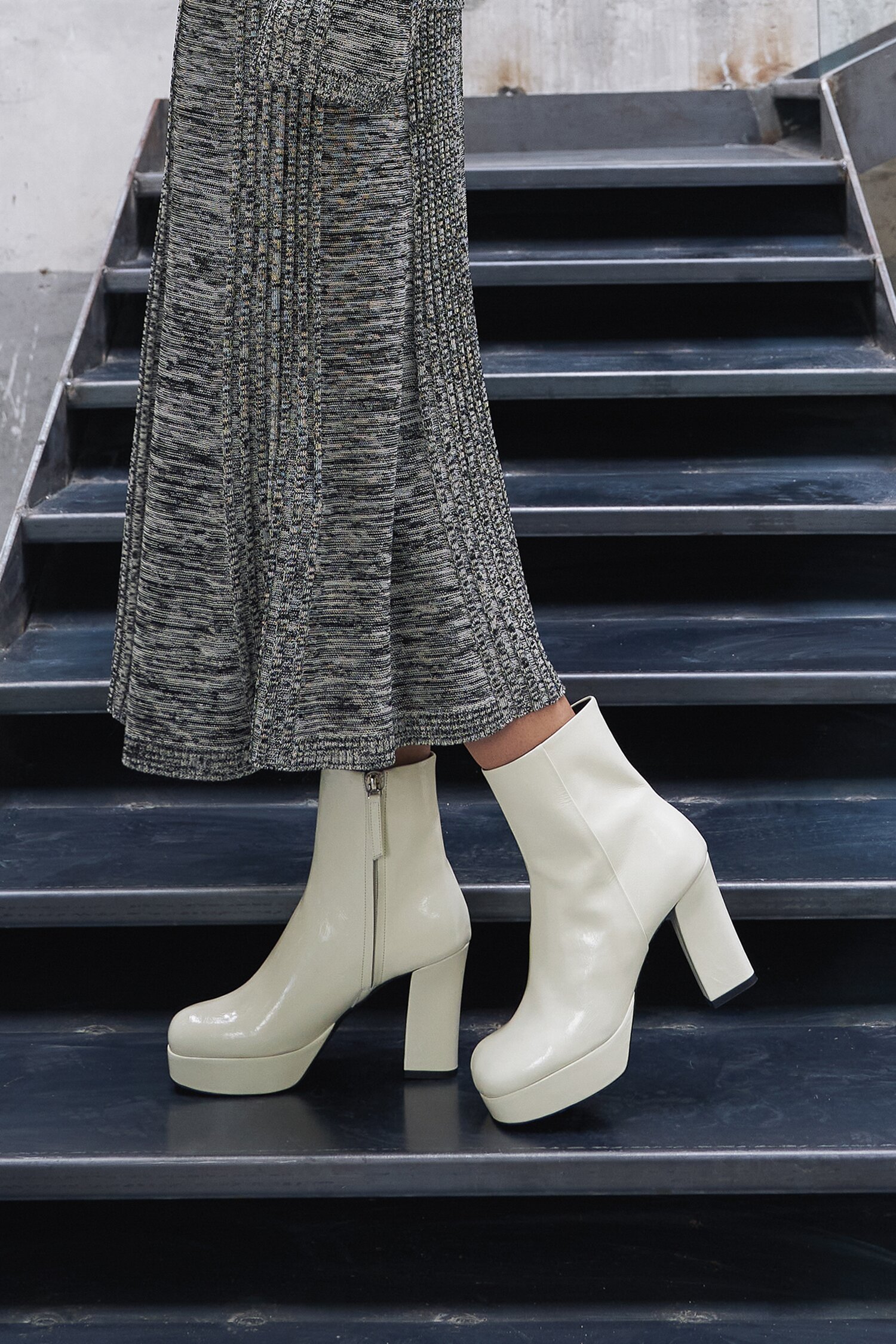 Luna Platform Ankle Boots Ivory