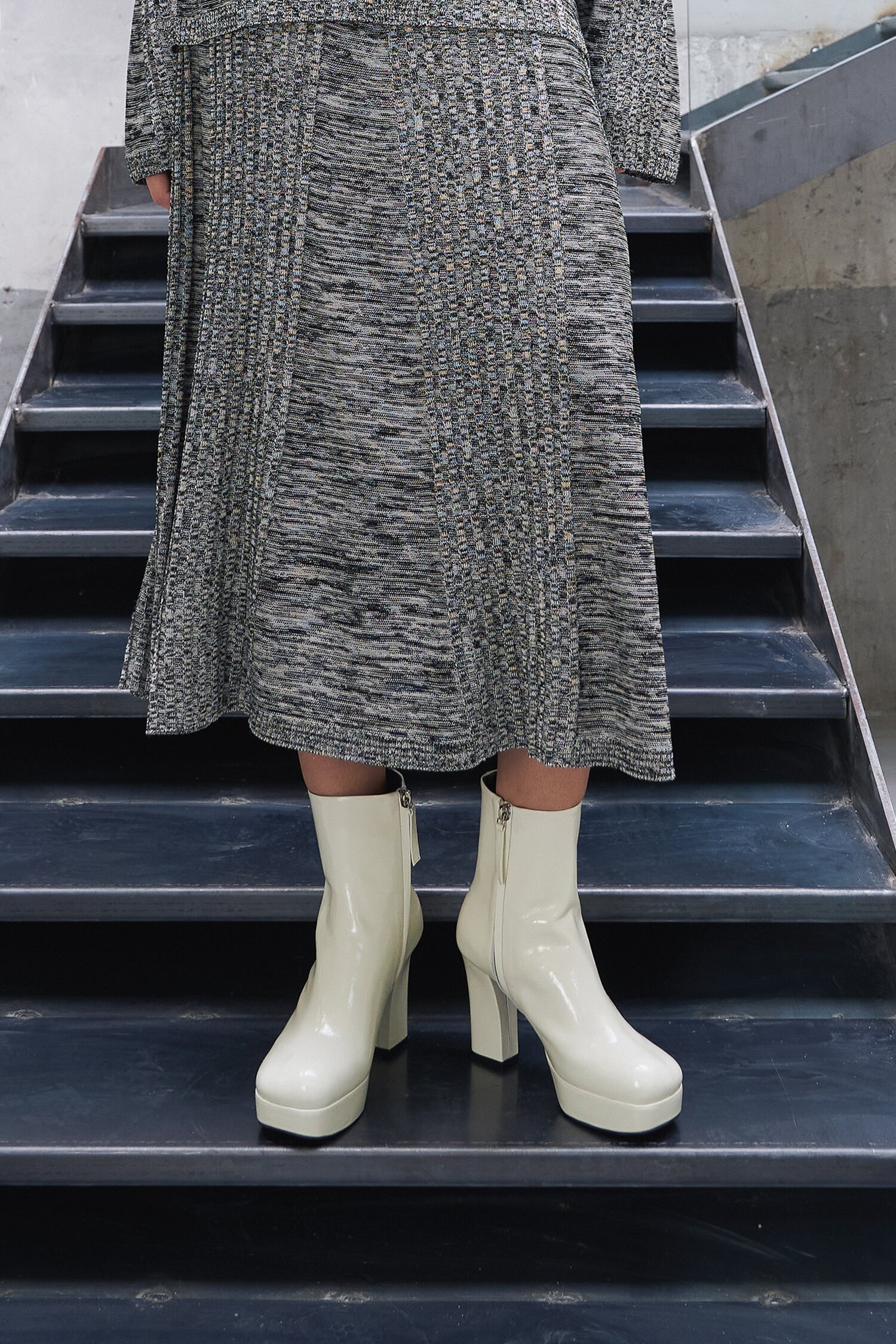 Luna Platform Ankle Boots Ivory