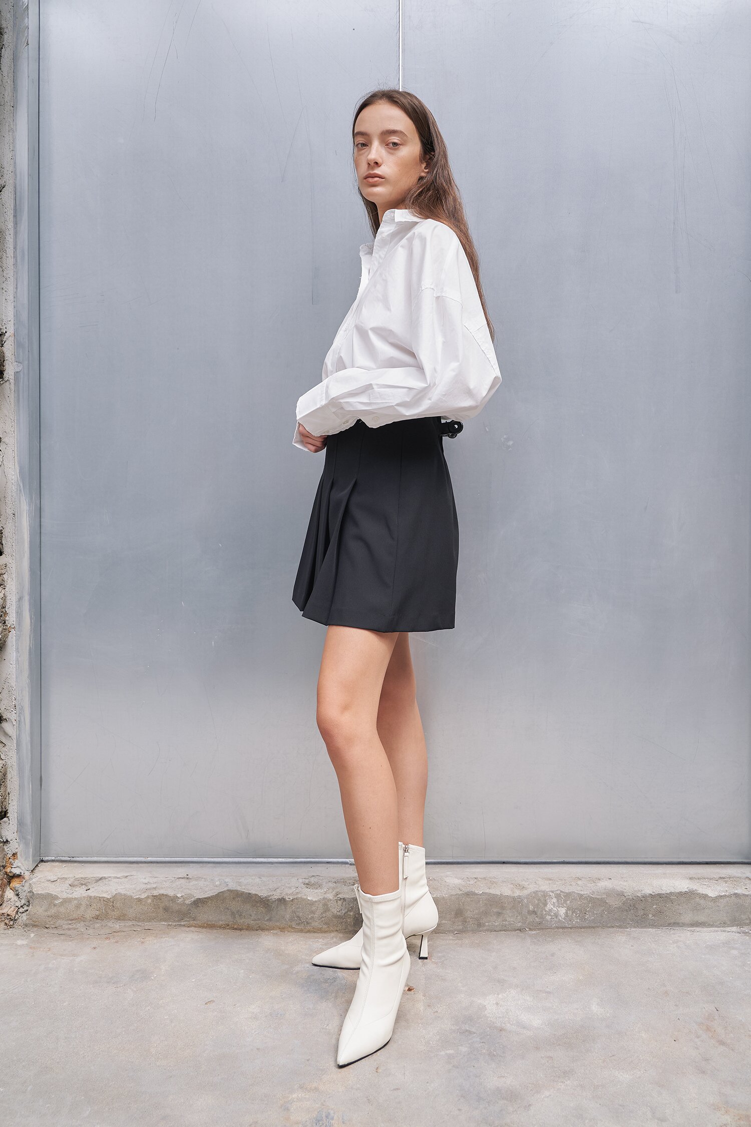 Magot Stretch Lamb Skin Ankle Boots Ivory