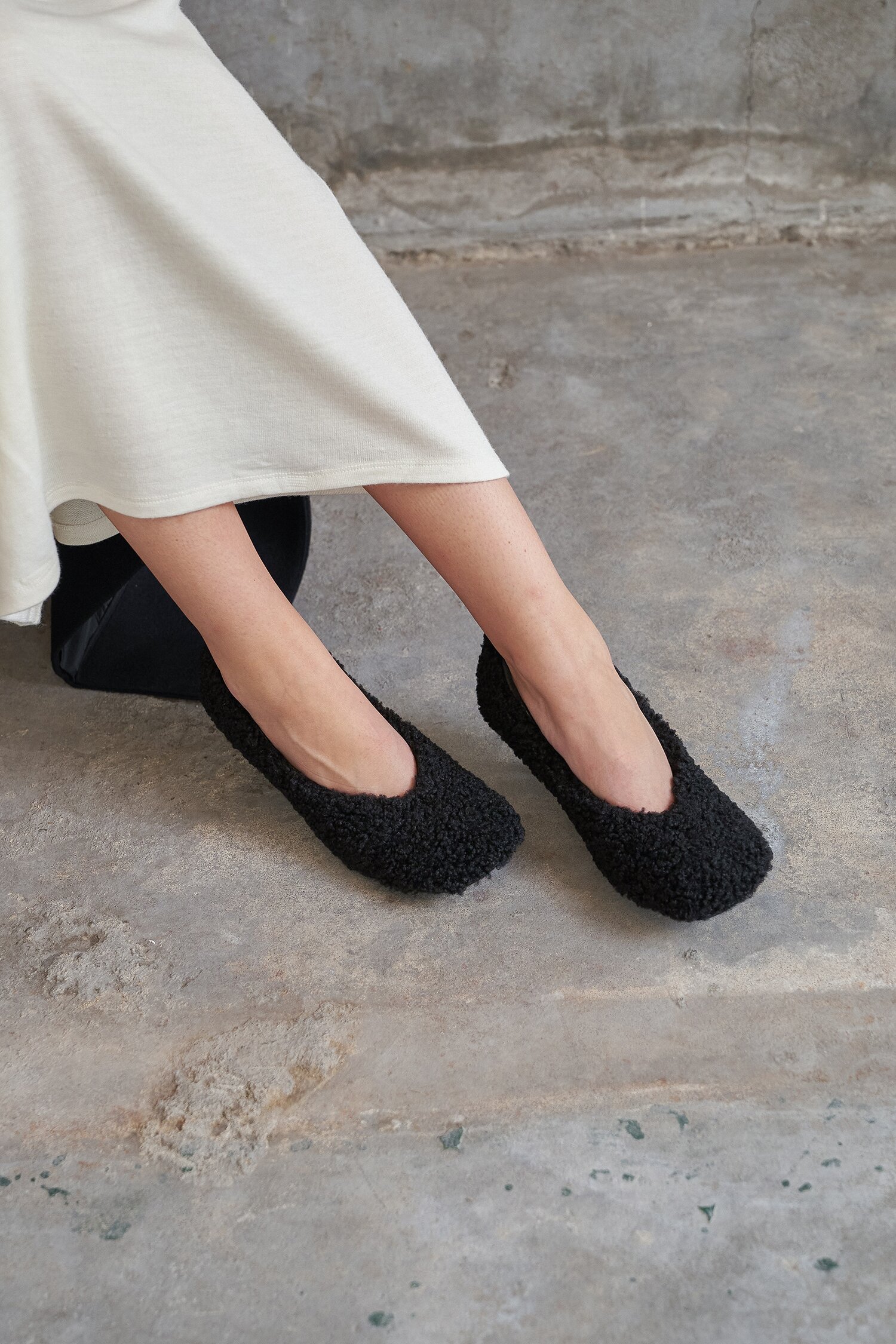 Luna Shearling Pumps Black