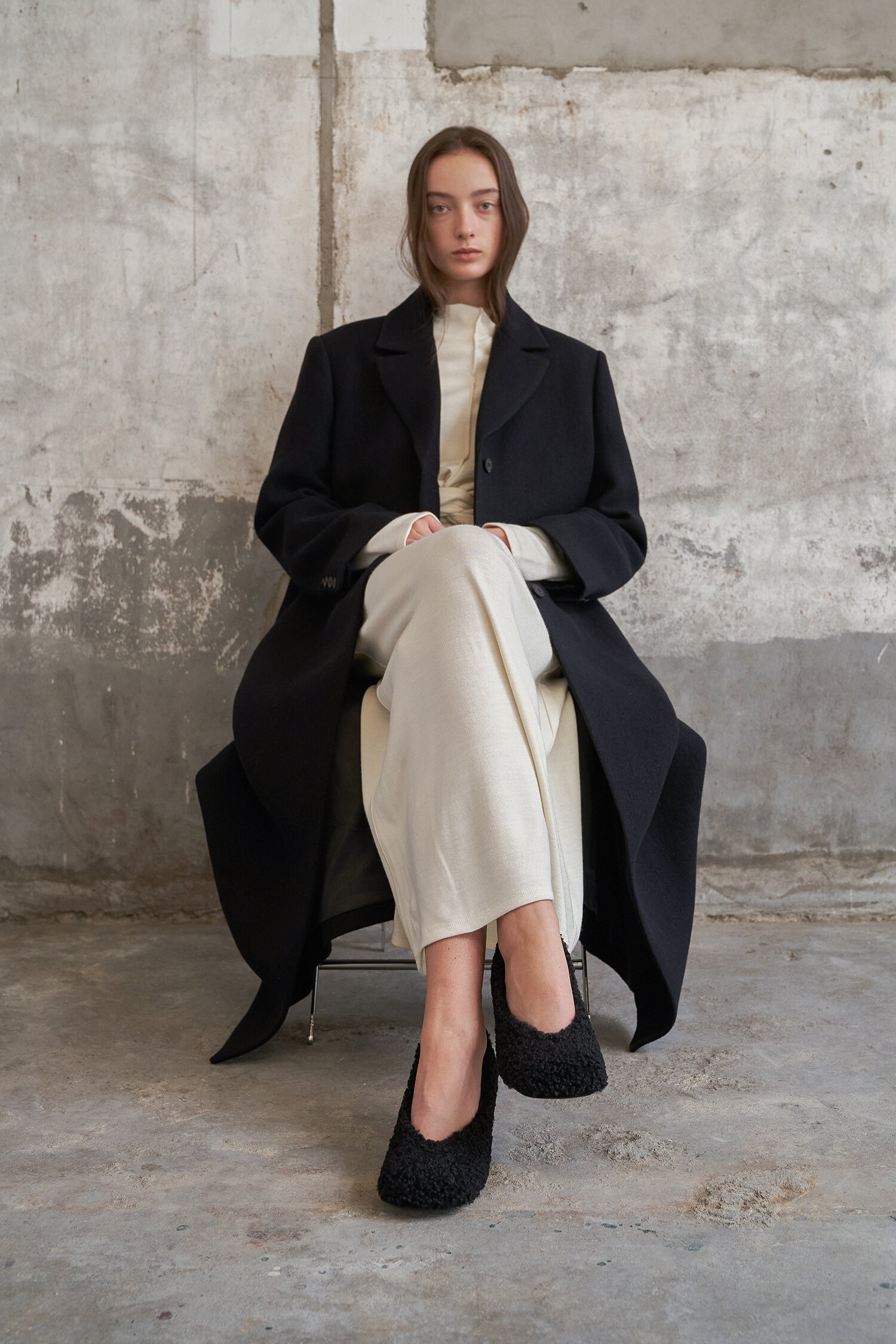 Luna Shearling Pumps Black