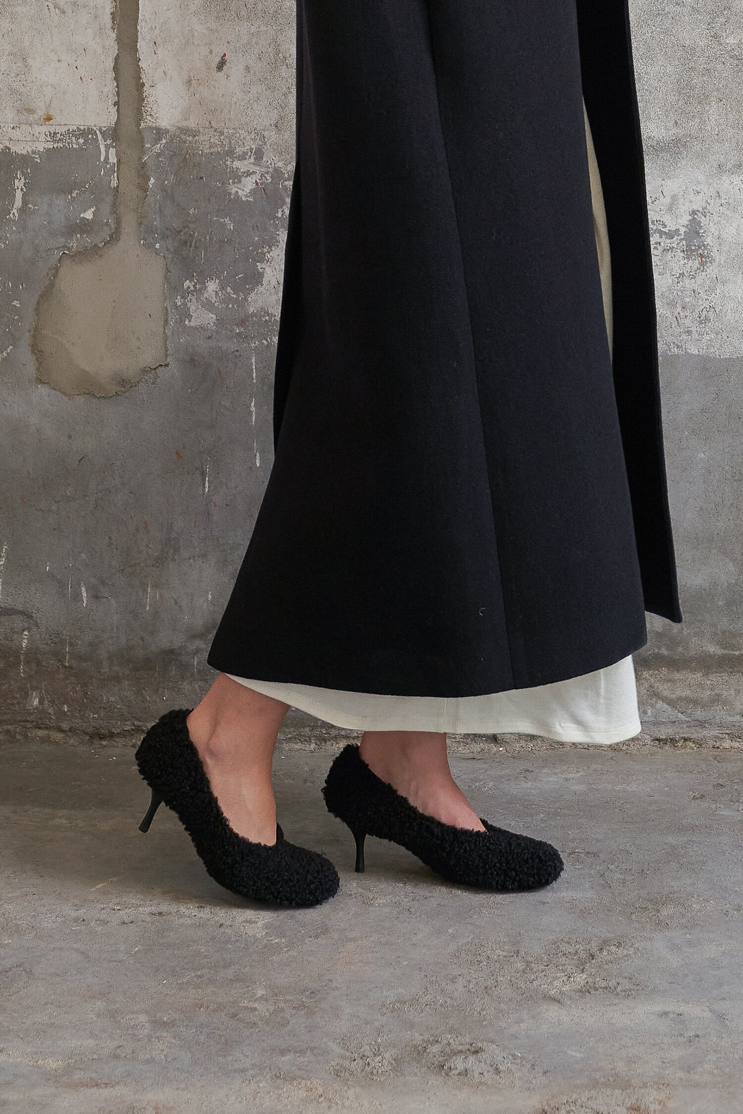Luna Shearling Pumps Black