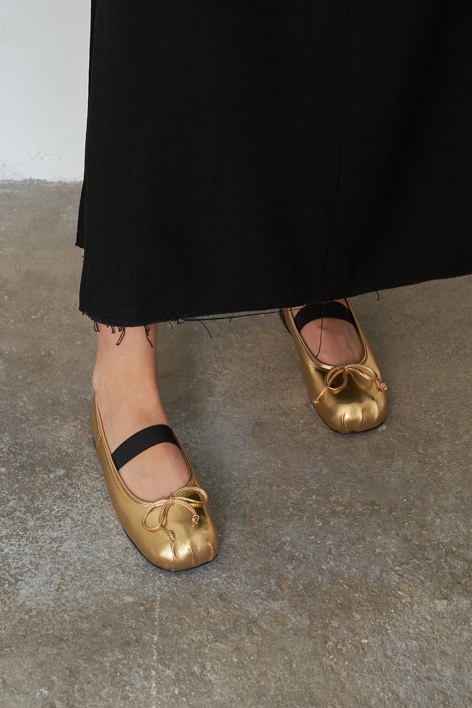 Lumi Ballet Flats Leather Gold