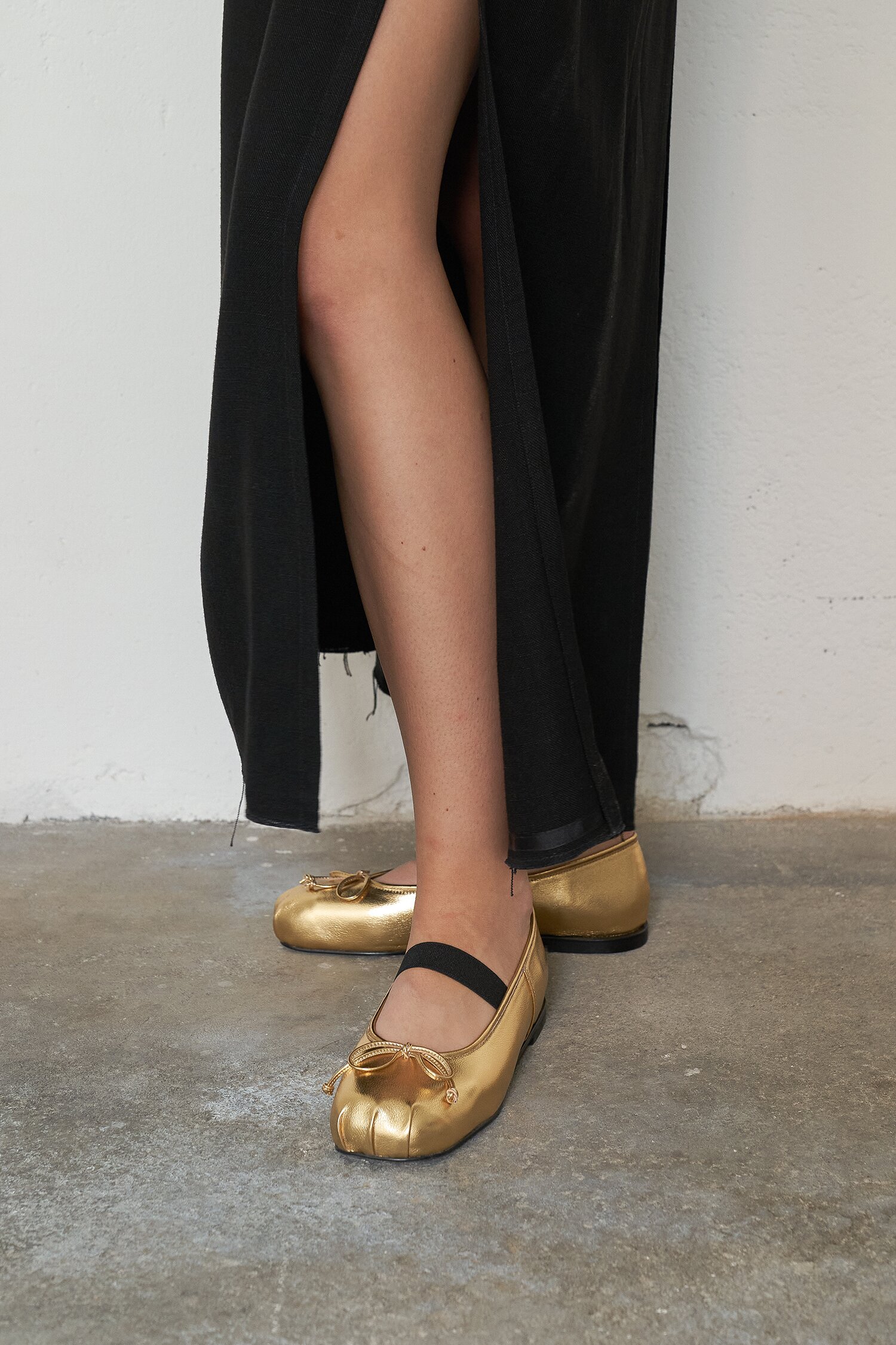 Lumi Ballet Flats Leather Gold