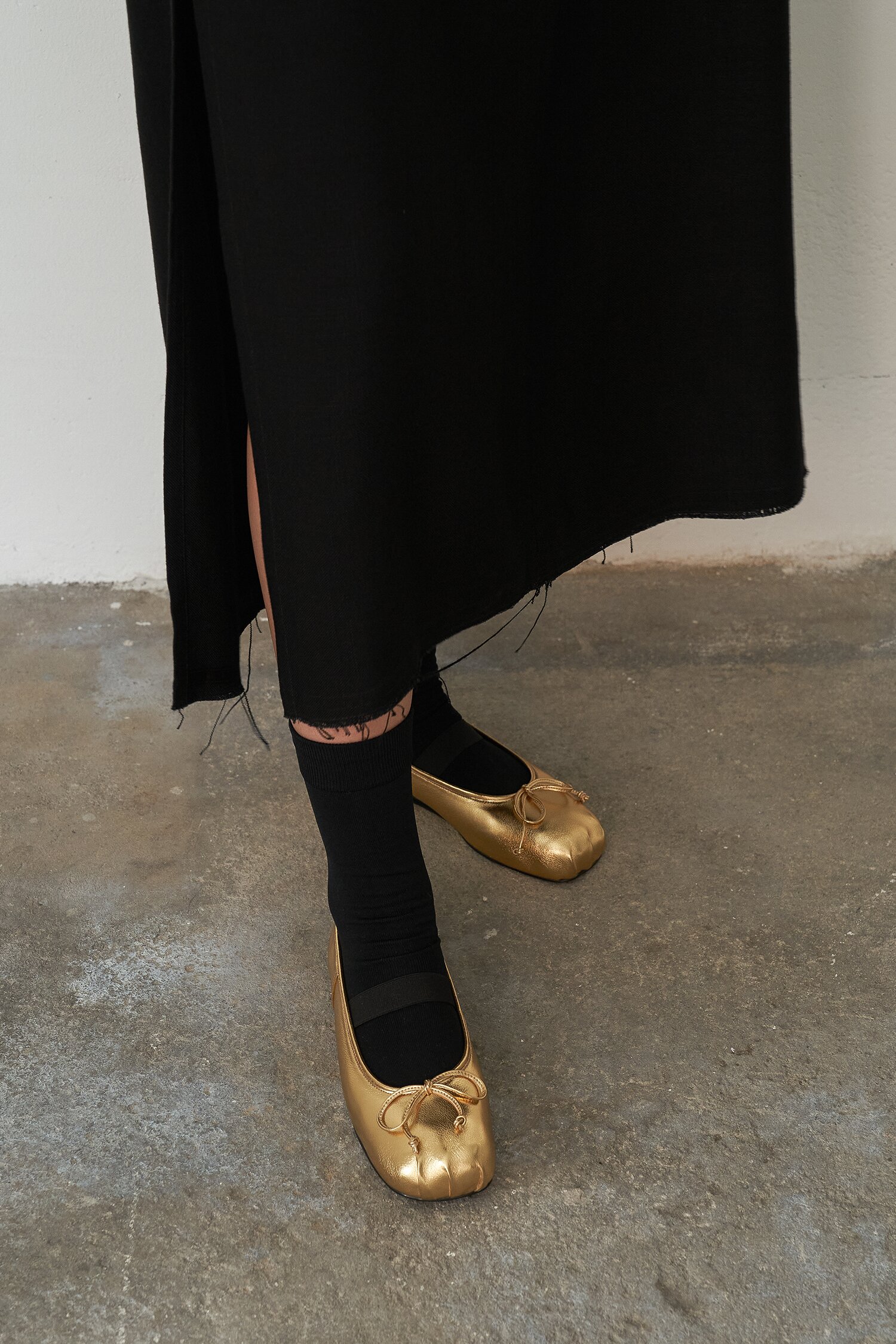 Lumi Ballet Flats Leather Gold