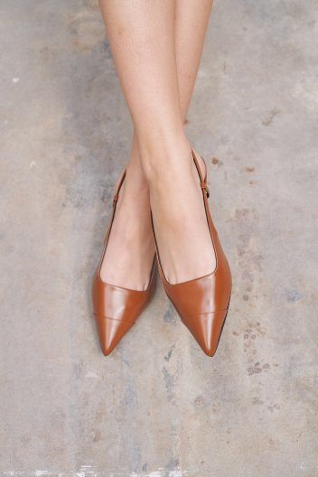Celia Slingback Pumps Leather Tan Brown 3cm셀리아슬링백펌프스 탠브라운 3cm