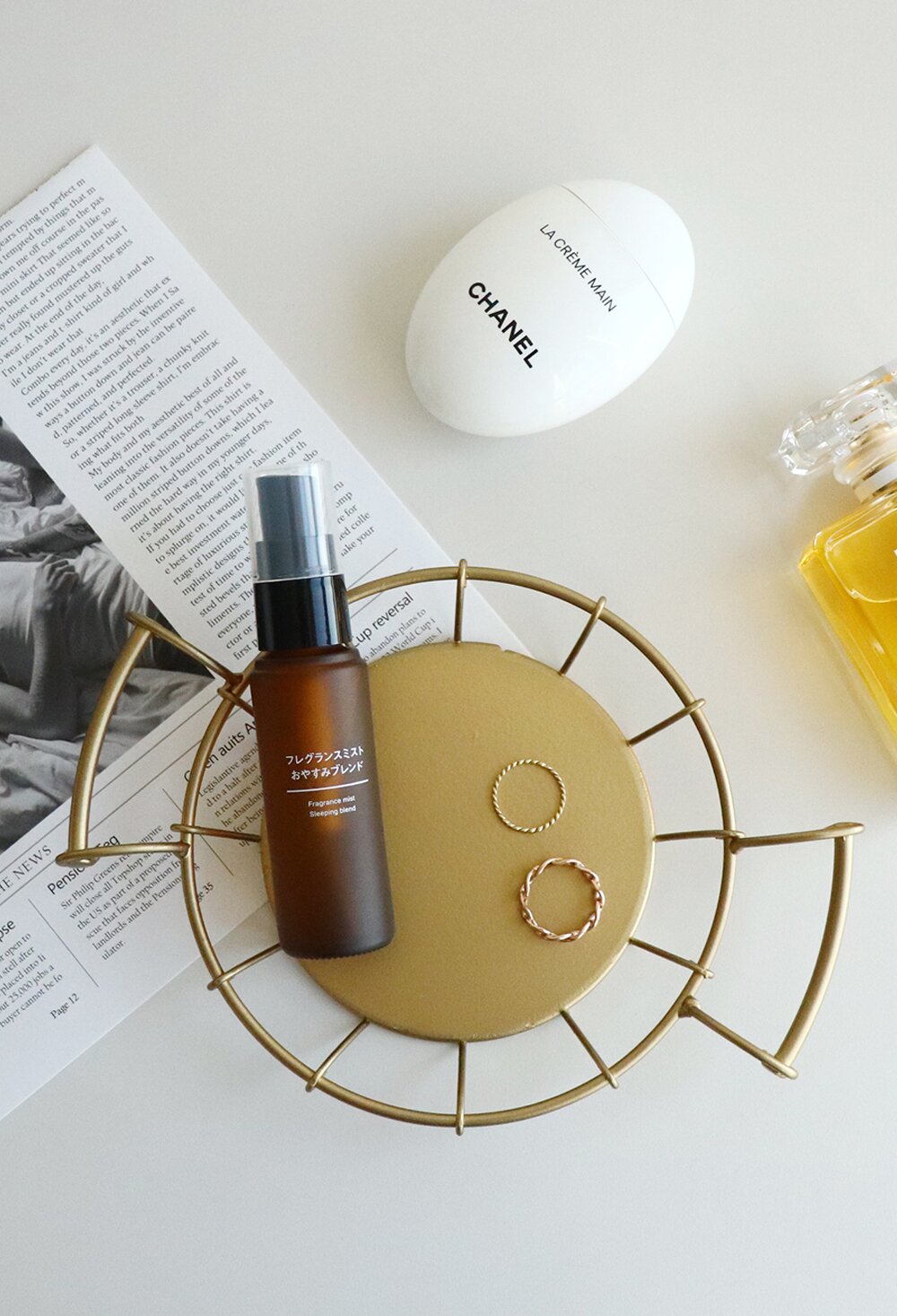 life luxe 골드 와이어 라운드 소품트레이