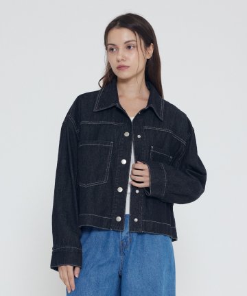 크롭 데님자켓 (흑청)