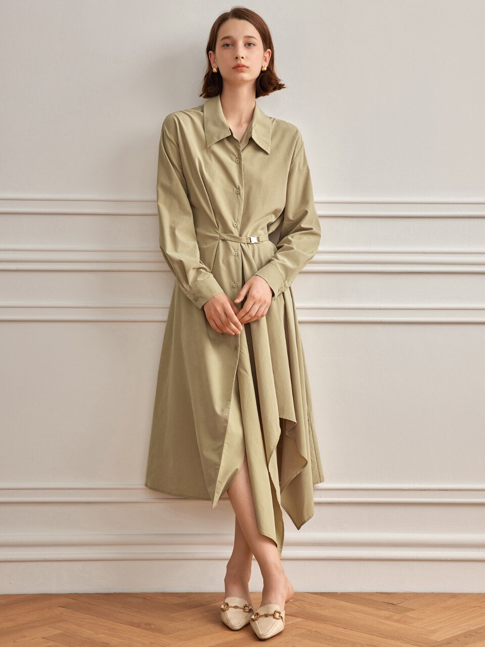YY_Irregular buckle dress