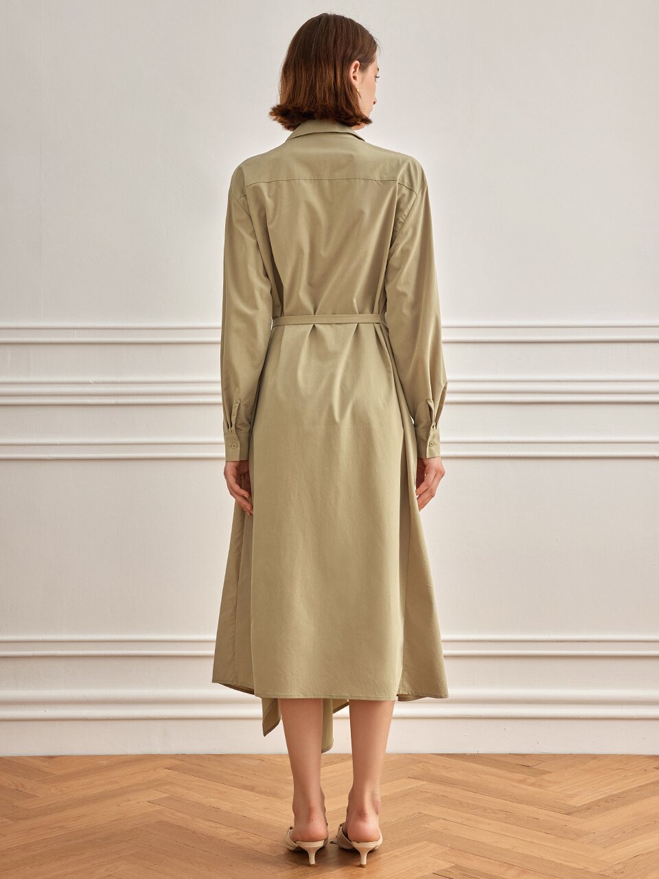 YY_Irregular buckle dress