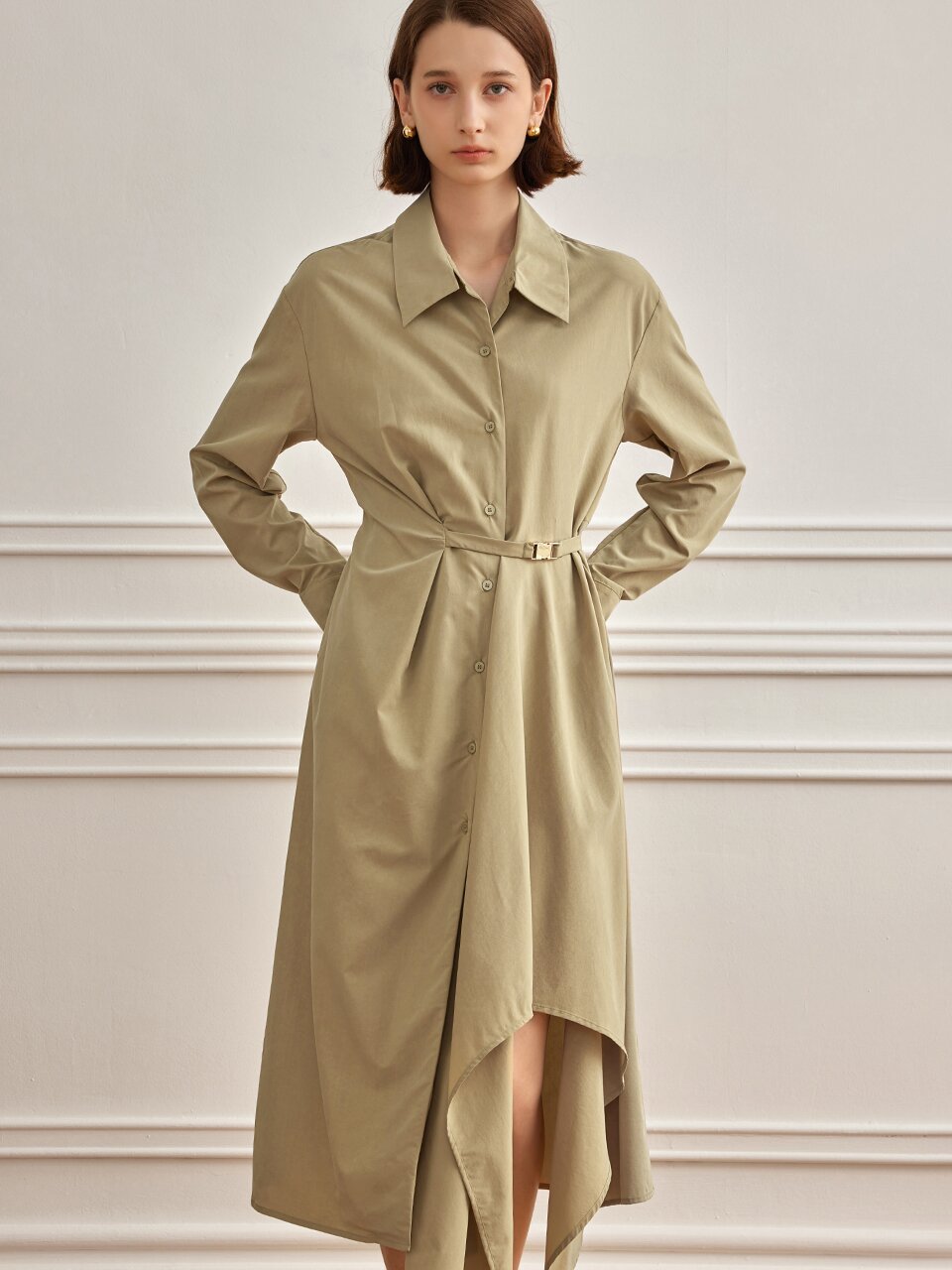 YY_Irregular buckle dress
