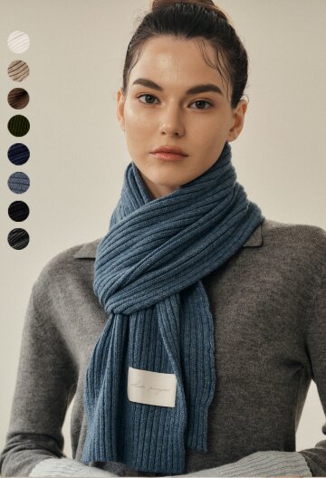 mini wool knit muffler_denim_남녀공용 [기프트박스 증정]