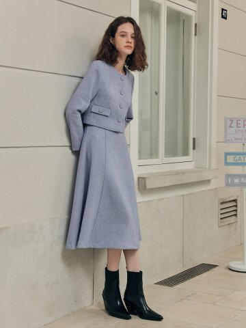 [2컬러][세트] 솔리드 트위드 자켓 & 스커트