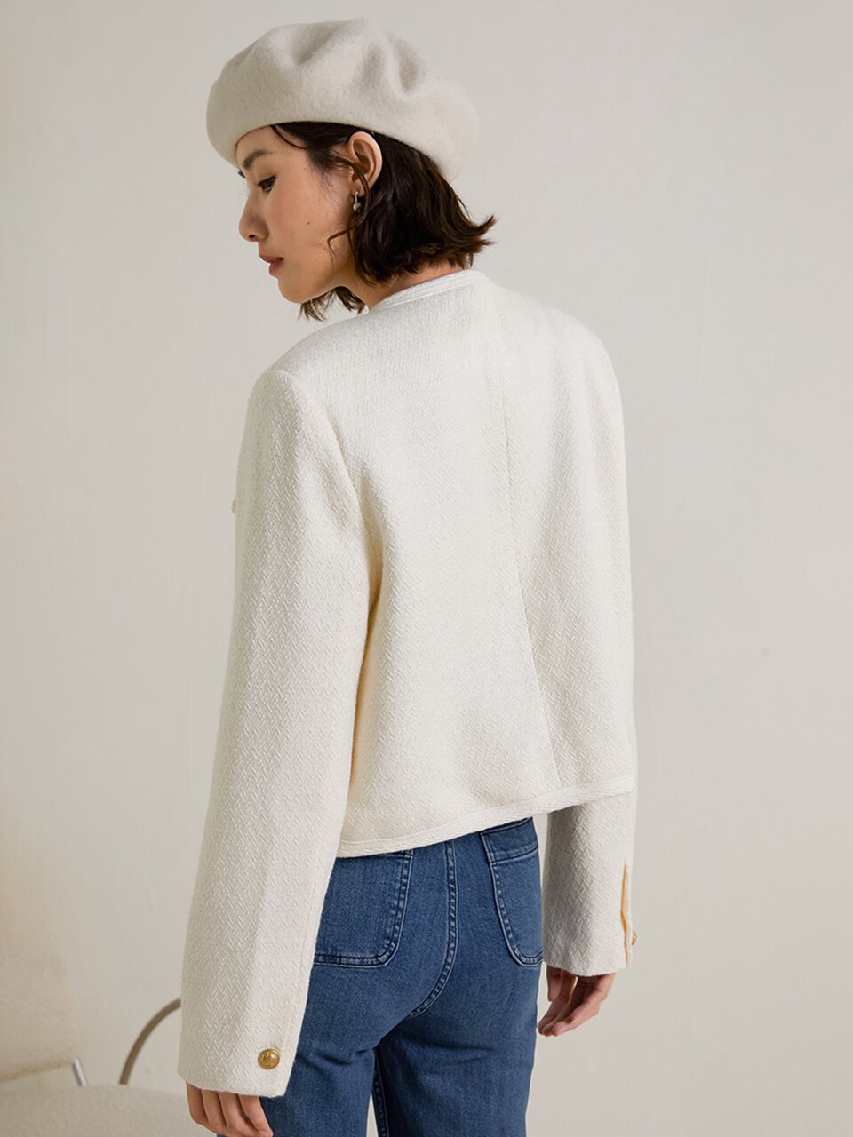 LS_Gold button celebrity jacket_IVORY