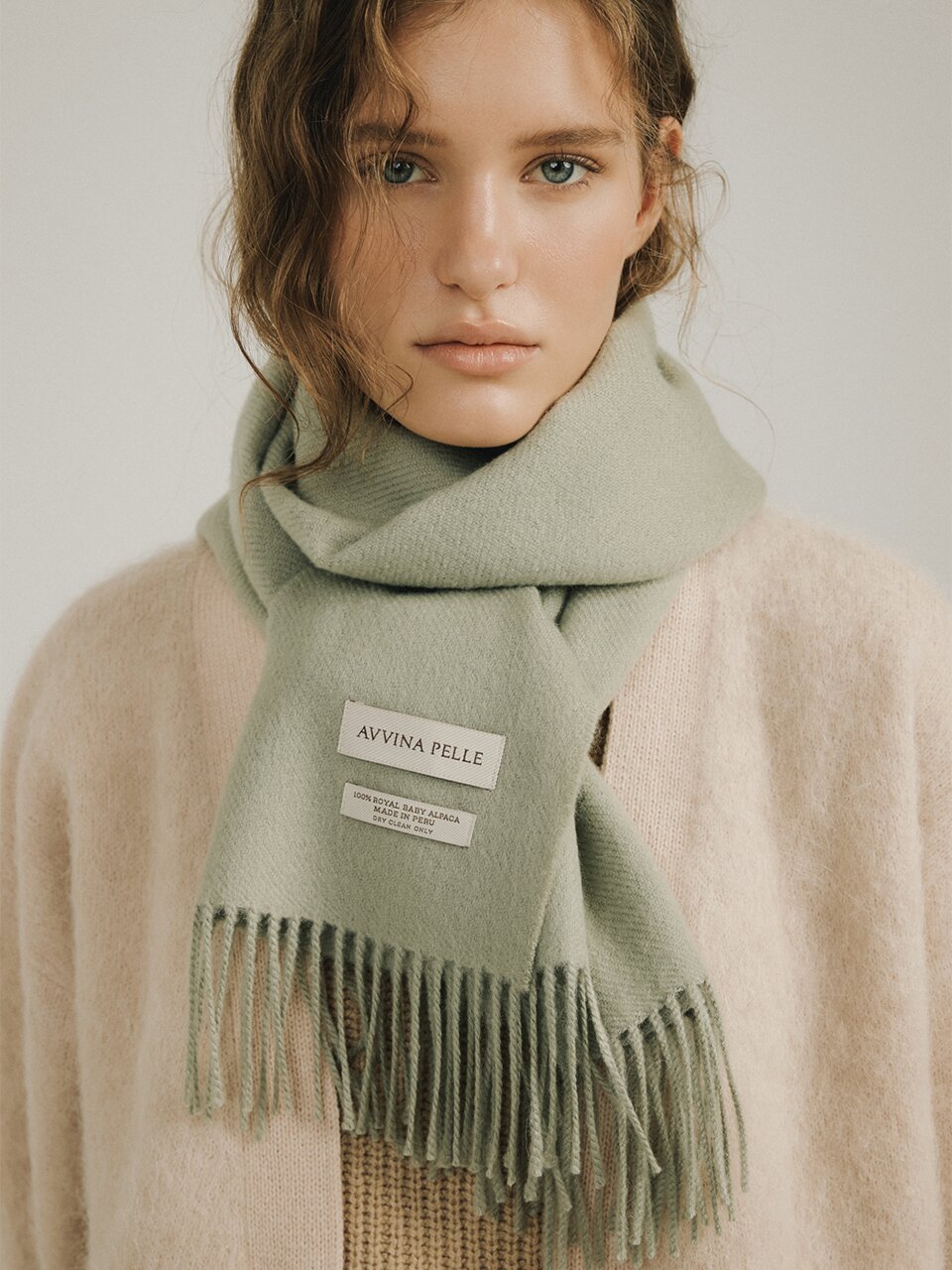 Royal Baby Alpaca Muffler - Pale Khaki