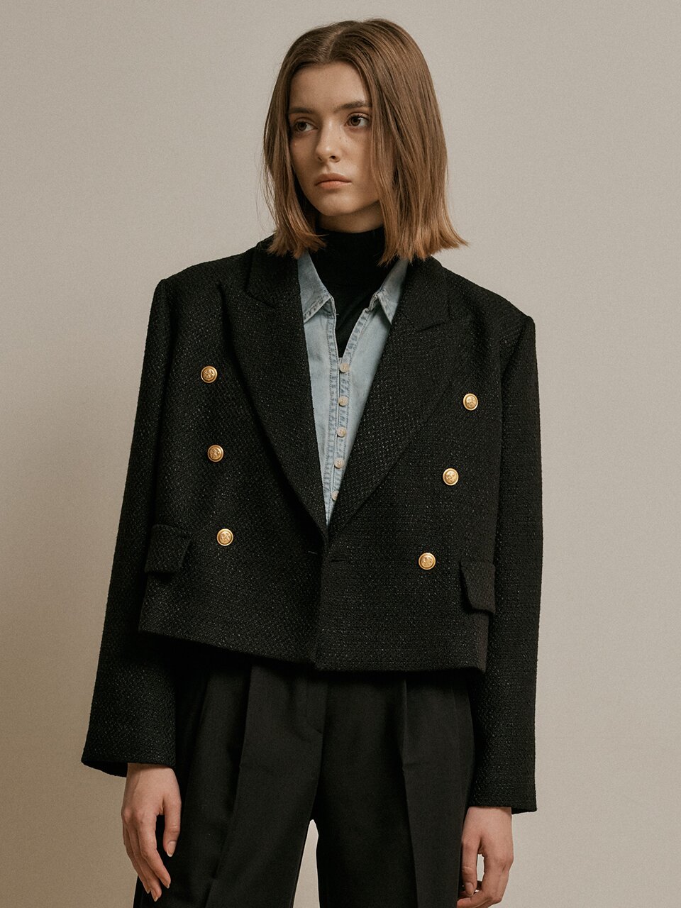 WD_Fake pocket tweed jacket_BLACK