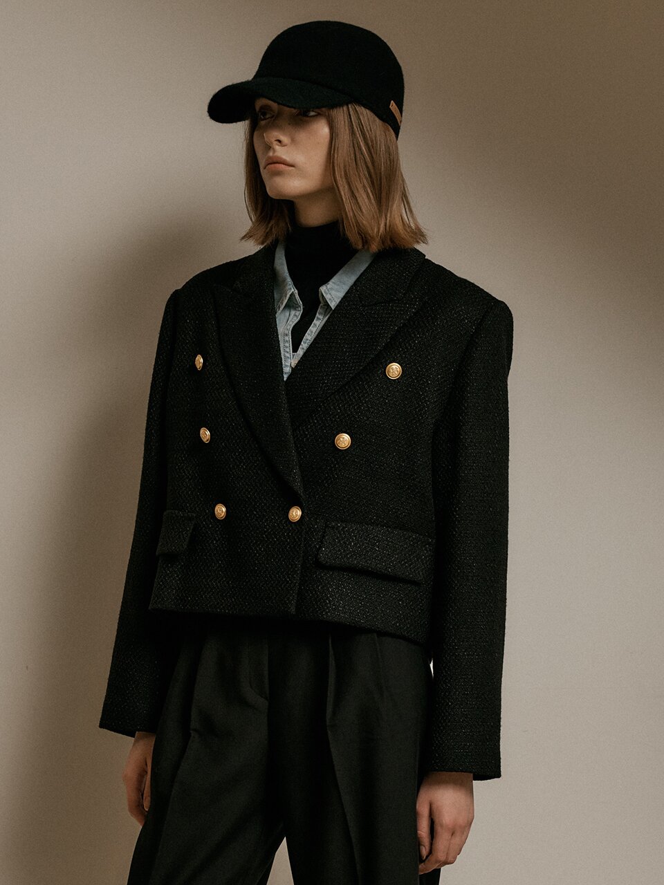 WD_Fake pocket tweed jacket_BLACK